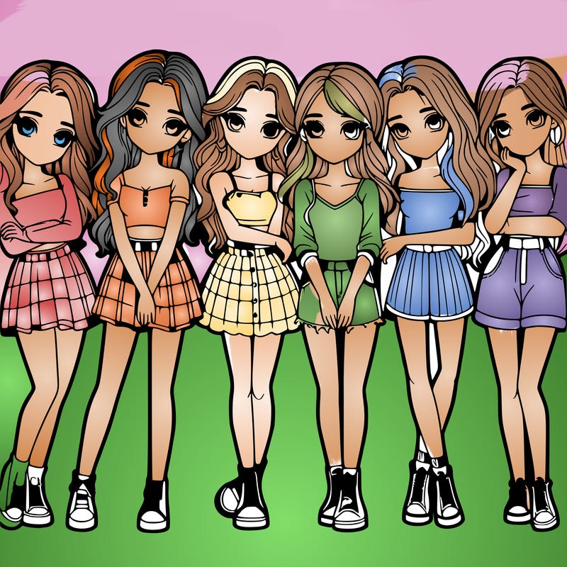 a group of girls realistic