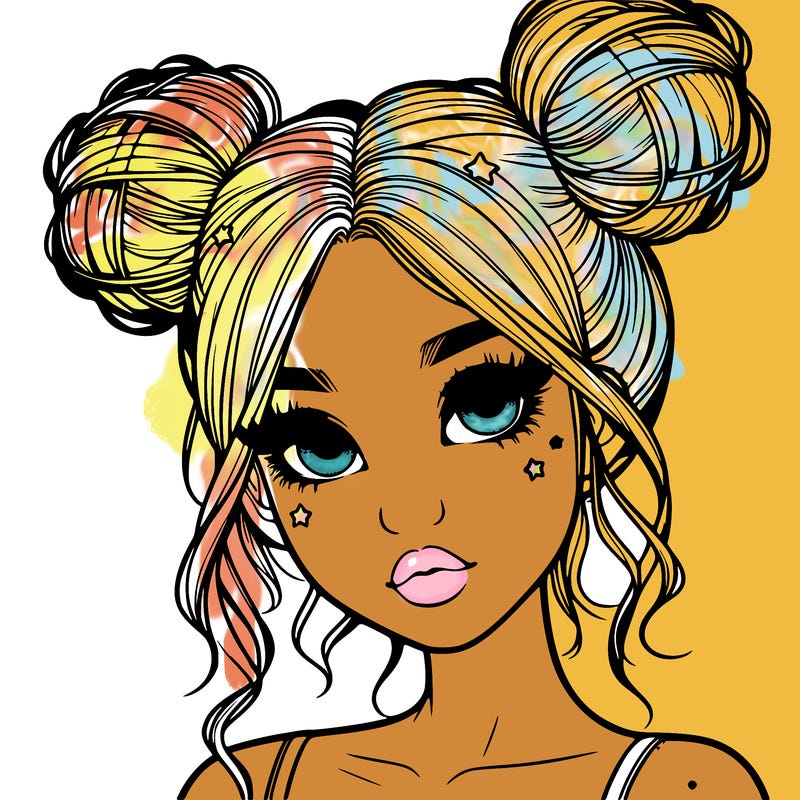 realistic girl with space buns
