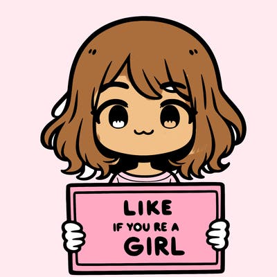 a cute girl holding a sign that says like if you’re a girl