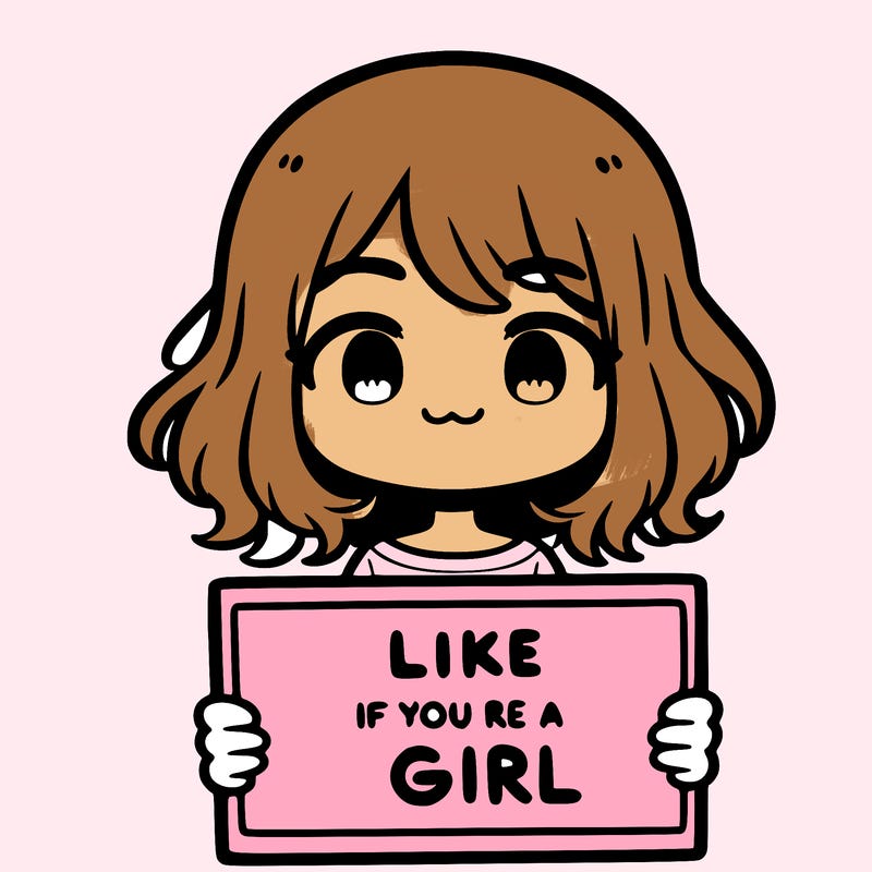 a cute girl holding a sign that says like if you’re a girl