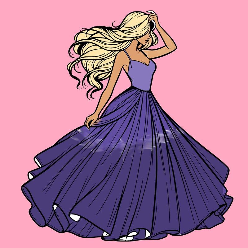 realistic woman with dress flowing in the wind