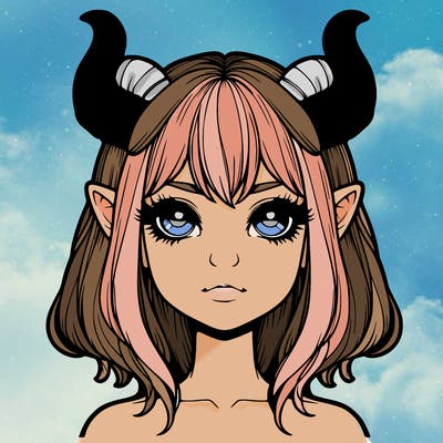 realistic girl with horns