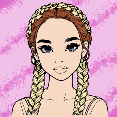 realistic girl with braids