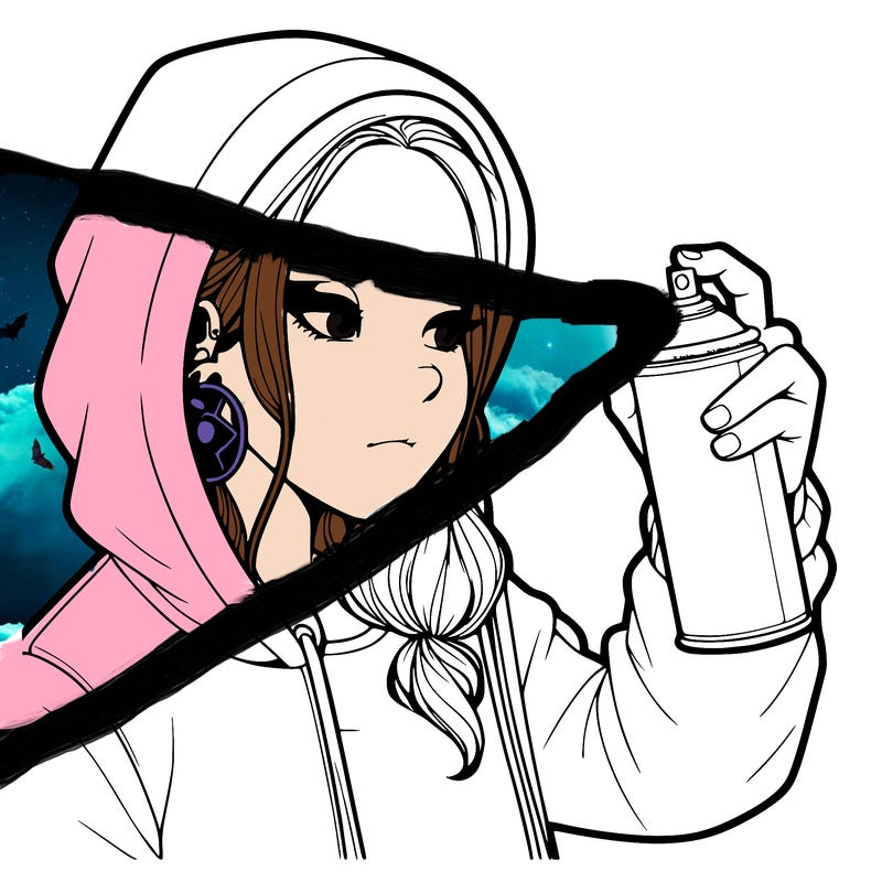 a realistic girl, spray painting