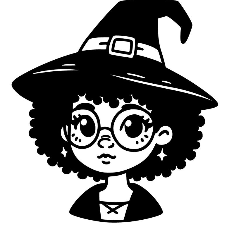a black person who is a witch and has glasses