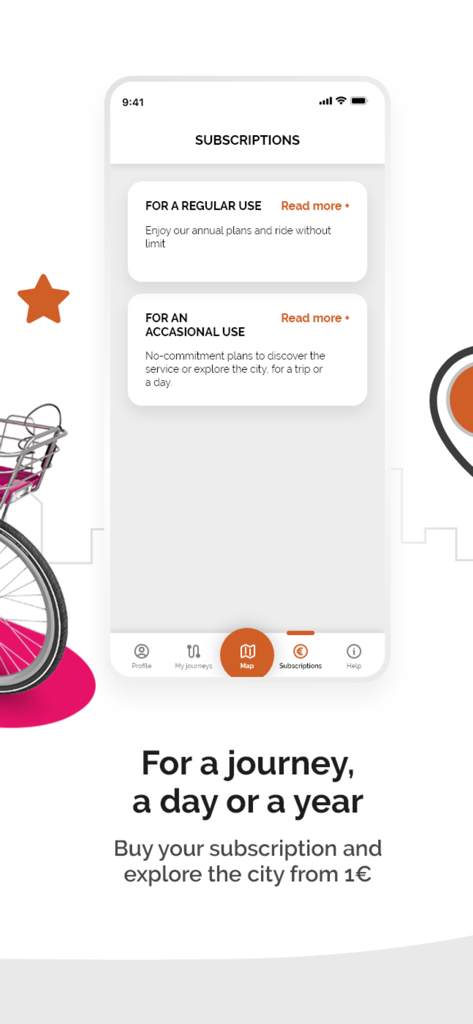 vélôToulouse officiel - Subscription options in the veloToulouse official app for bike-sharing in Toulouse