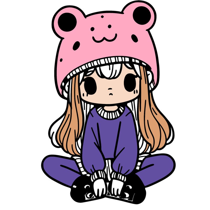 a girl wearing a frog hat and some frog socks