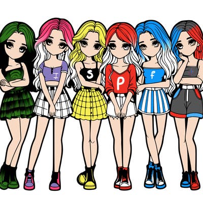 a group of girls realistic