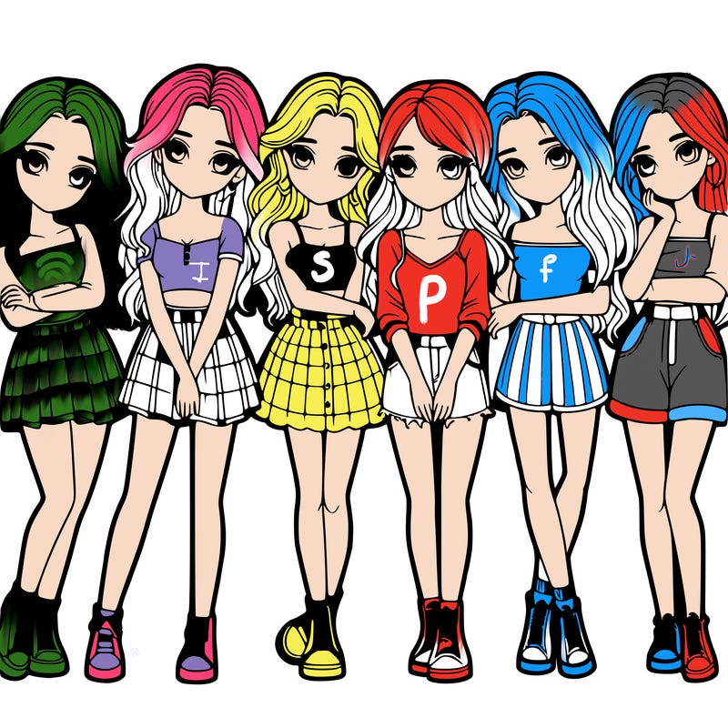 a group of girls realistic