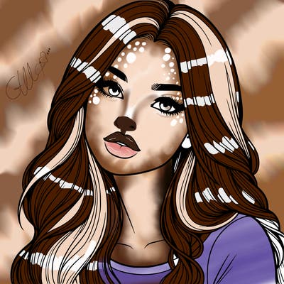 realistic girl with hair on her hair and lips