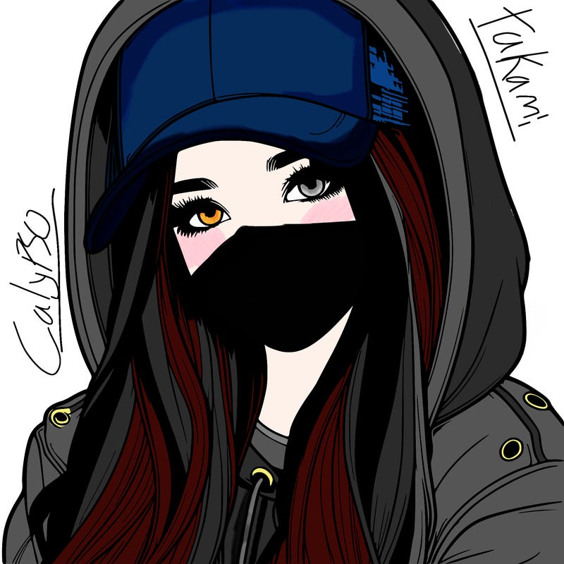 realistic teenagegirl with jacket with hoodie and wearing a cap on her head with longhair