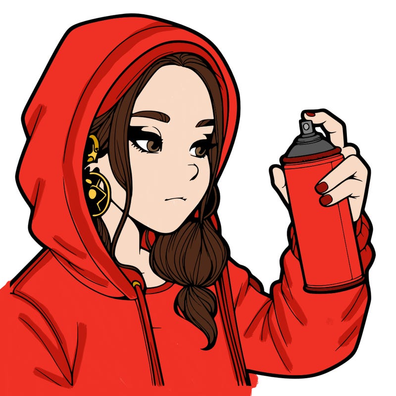 a realistic girl, spray painting