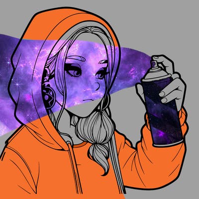 a realistic girl, spray painting