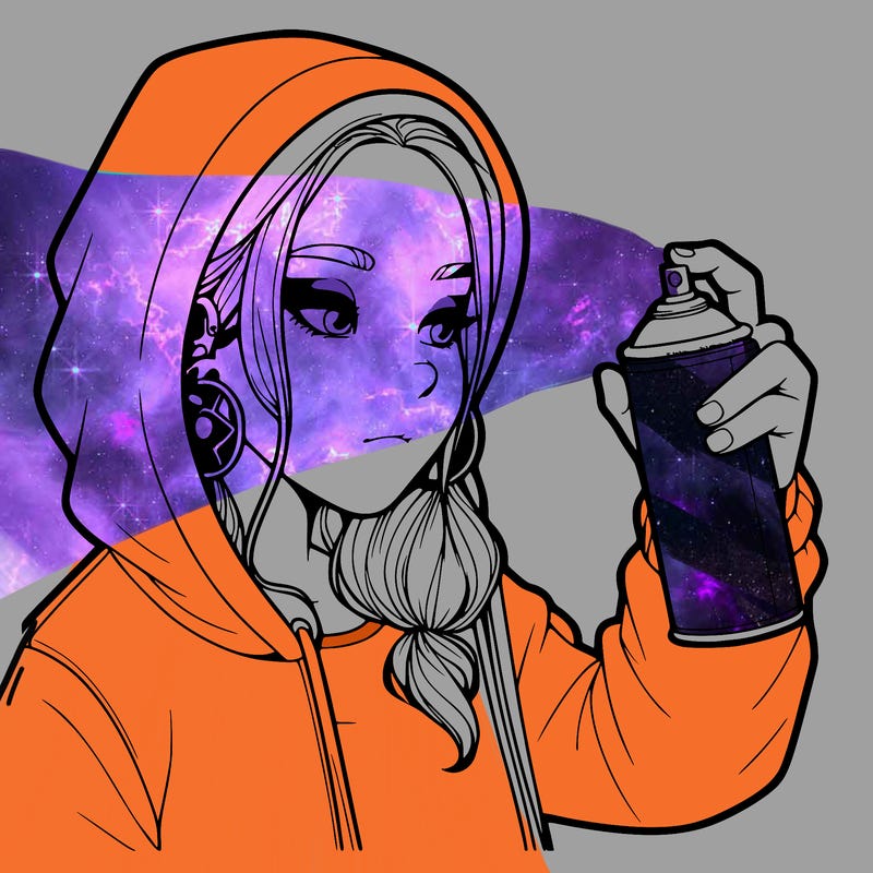 a realistic girl, spray painting