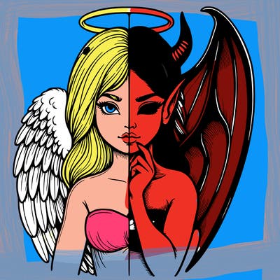 realistic angel half demon