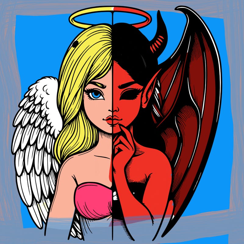 realistic angel half demon