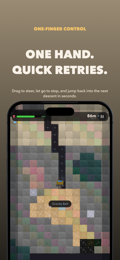 Digline: Cozy Mining - Digline cozy mining gameplay featuring one finger portrait controls