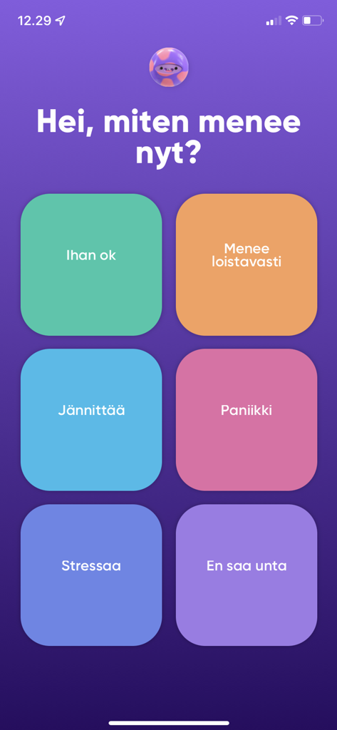 Chillaa - Chillaa app screen asking how the user is feeling with colorful mood buttons.