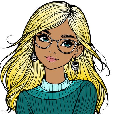 realistic girl with glasses