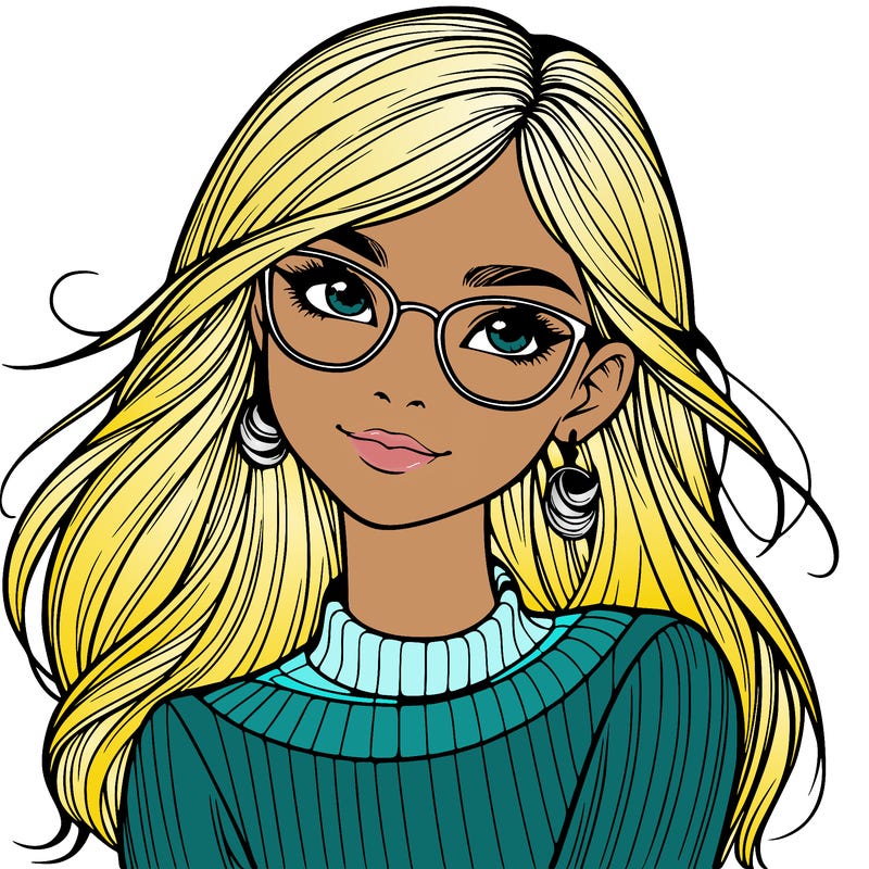 realistic girl with glasses