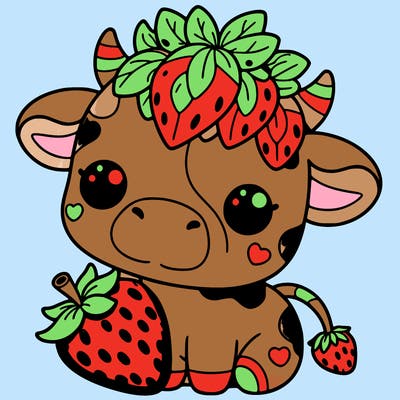 cute strawberry cow