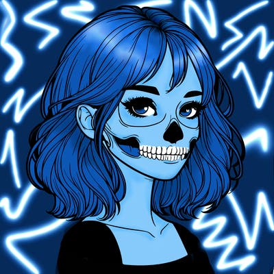 realistic girl with skull