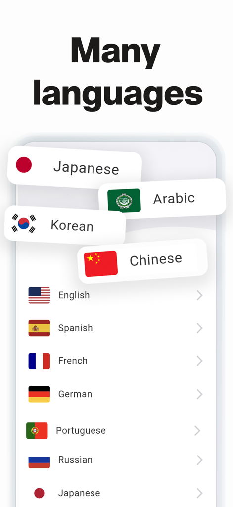 Travel Phrasebook - Phrase Log - Interface showing multiple language options in the Travel Phrasebook app