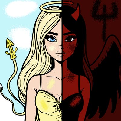 devil vs angel realistic girl