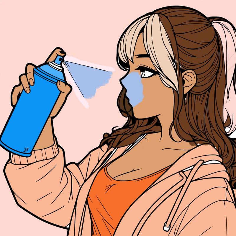 a realistic girl spray, painting