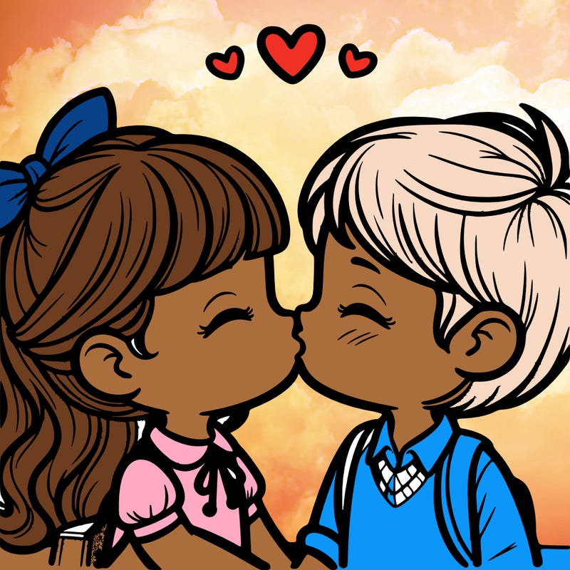 boy and girl kissing