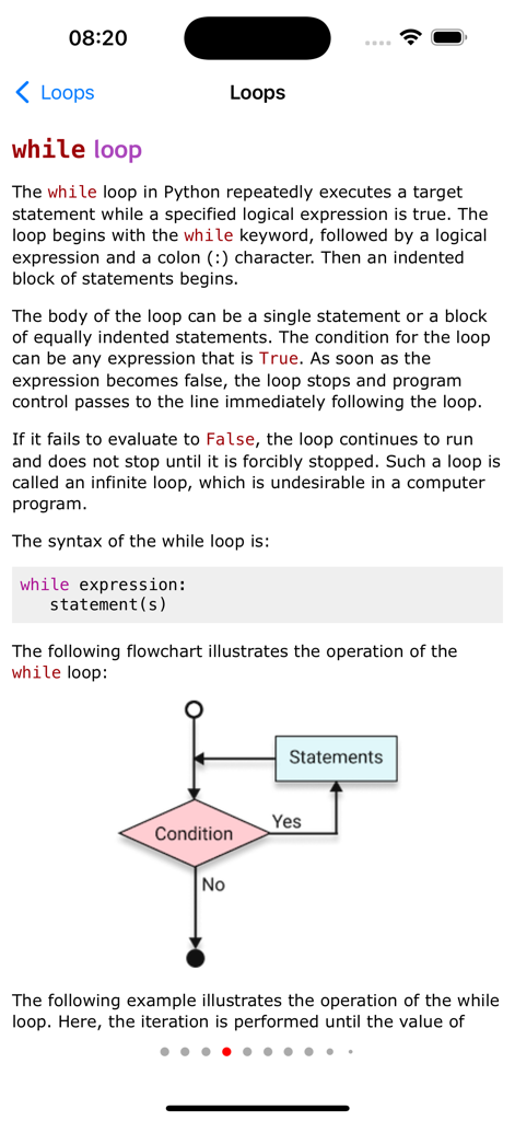 Python Programming Pro - Uma aula sobre loops while em Python, incluindo sintaxe e um fluxograma lógico.