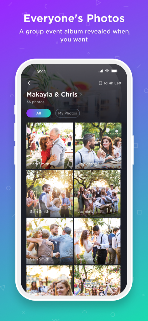 Album fotografico condiviso nell'app di inviti Hobnob
