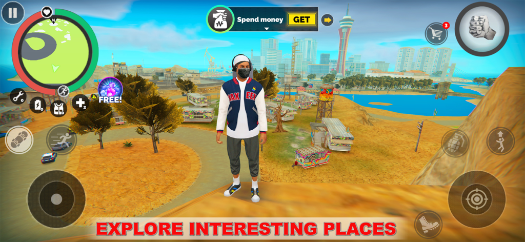 Un personaje contempla una ciudad en el juego de mundo abierto Vegas Crime Simulator