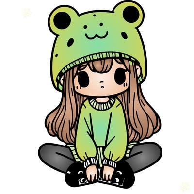 a girl wearing a frog hat and some frog socks