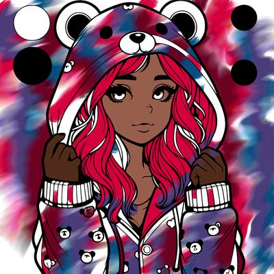 realistic girl in a animal pjs hoodie