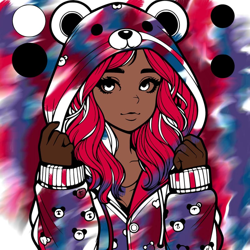 realistic girl in a animal pjs hoodie