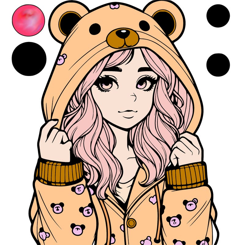 realistic girl in a animal pjs hoodie