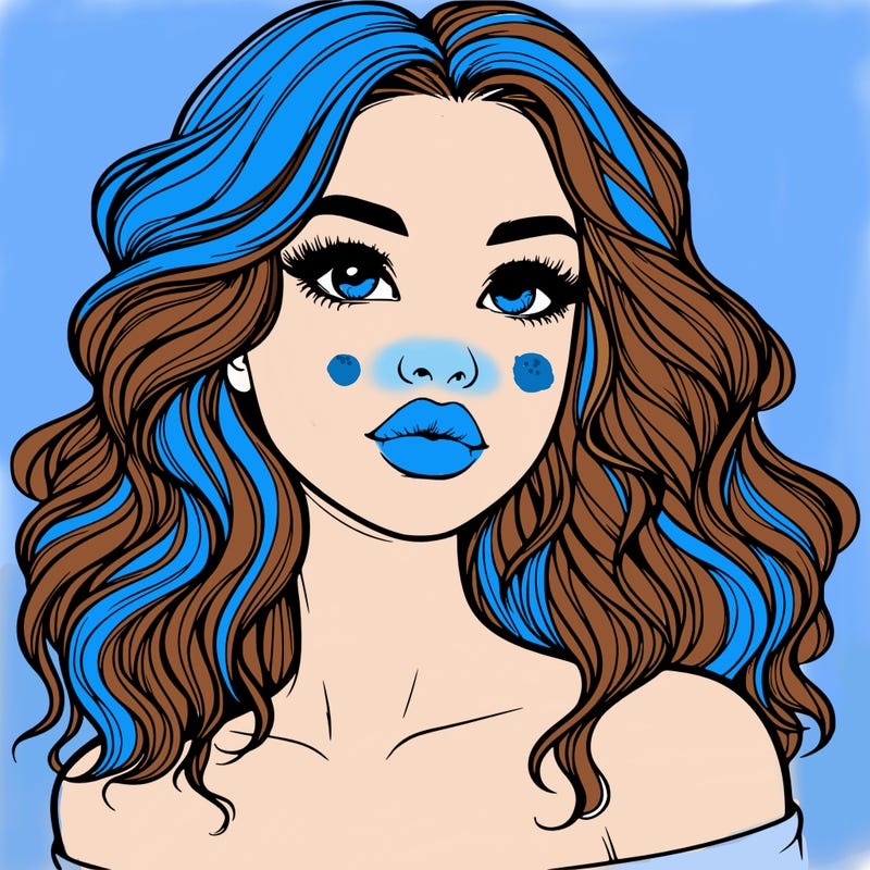 realistic girl with wavy hair and lips