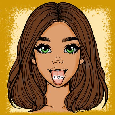 realistic girl with her tongue out