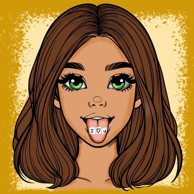 realistic girl with her tongue out