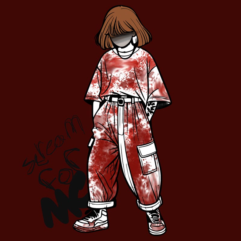 realistic girl with baggy pants