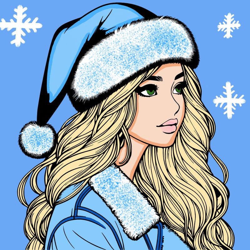 realistic girl in santa hat