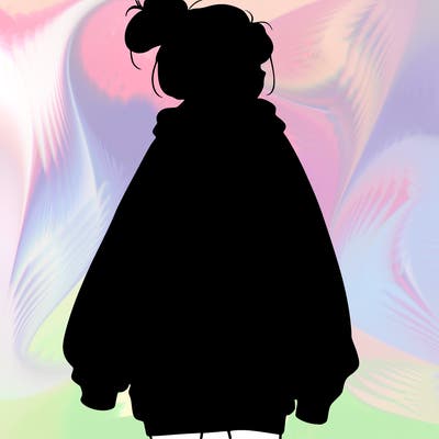 realistic girl with a oversized sweatshirt on and a bun