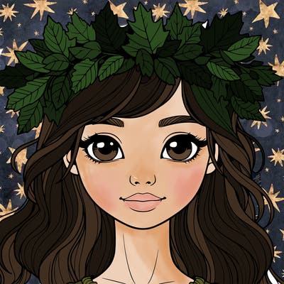 realistic girl with fall leaf crown