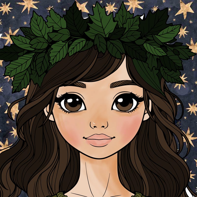 realistic girl with fall leaf crown