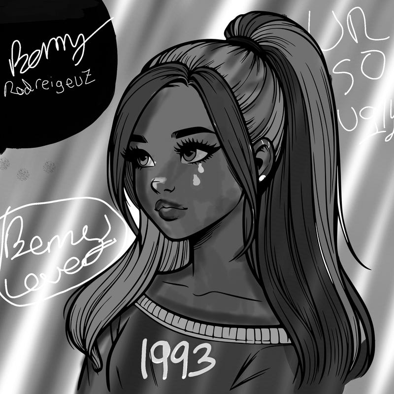 realistic girl with a high ponytail