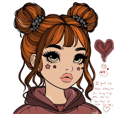 realistic girl with space buns