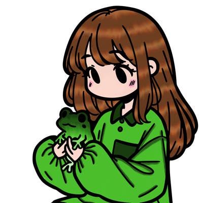 girl with long hair and a oversized shirt. and she is holding a frog
