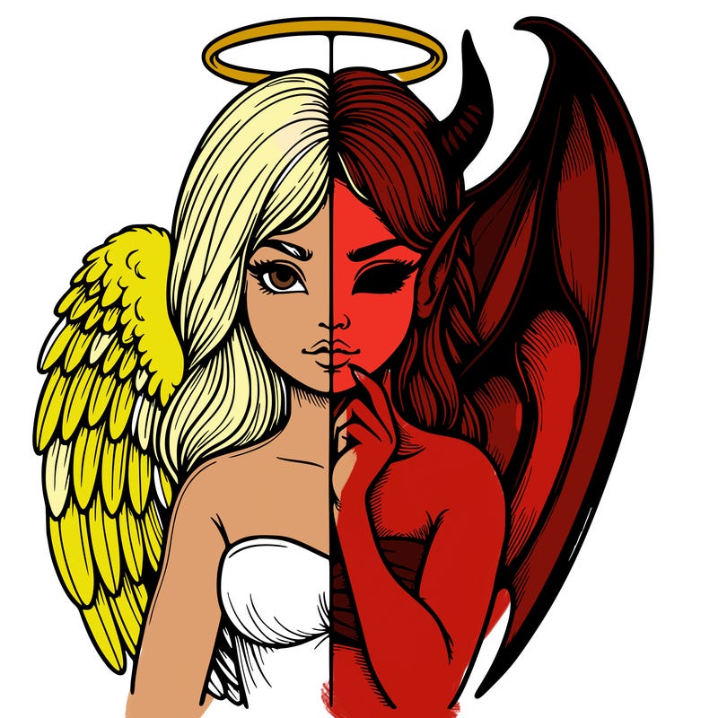 realistic angel half demon