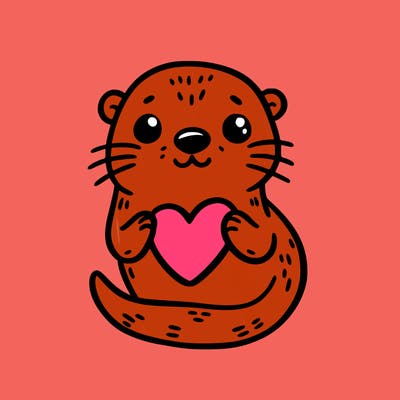 otter with a heart
